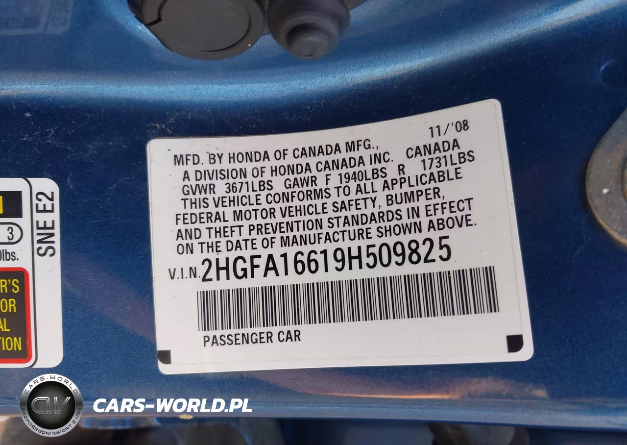 2009 Honda Civic Lx-S VIN:2HGFA16619H509825 - 9