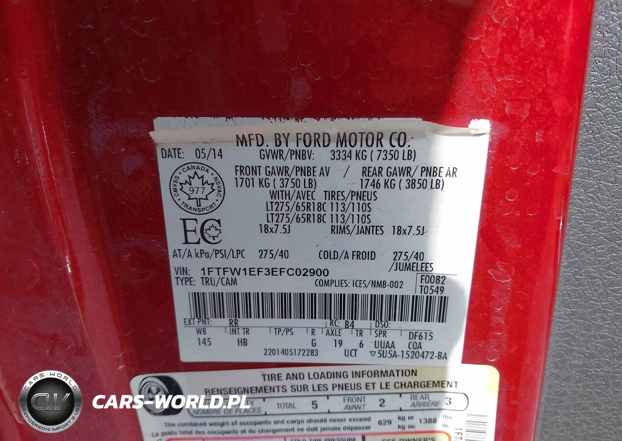 2014 Ford F-150 Lariat VIN:1FTFW1EF3EFC02900 - 9