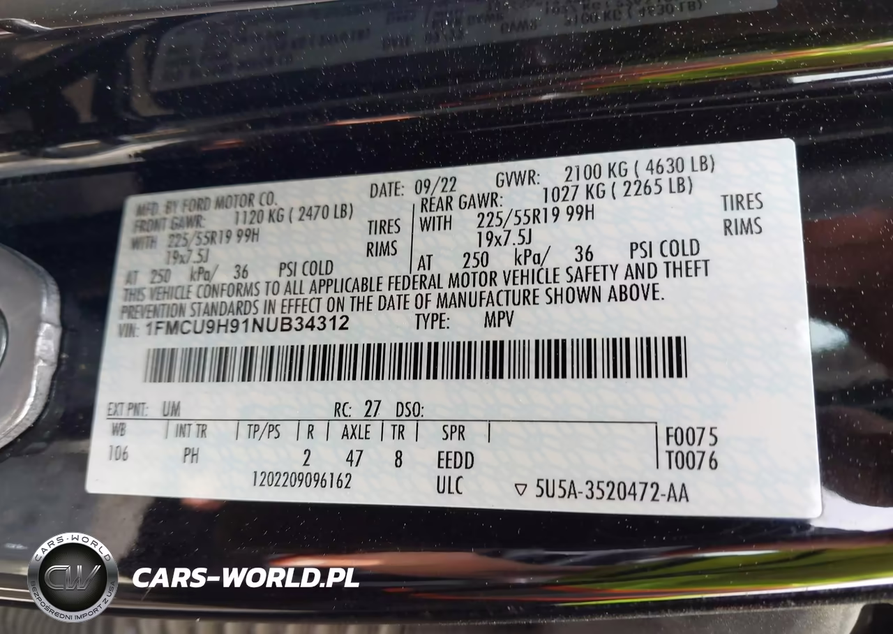 2022 Ford Escape Sel VIN:1FMCU9H91NUB34312 - 9