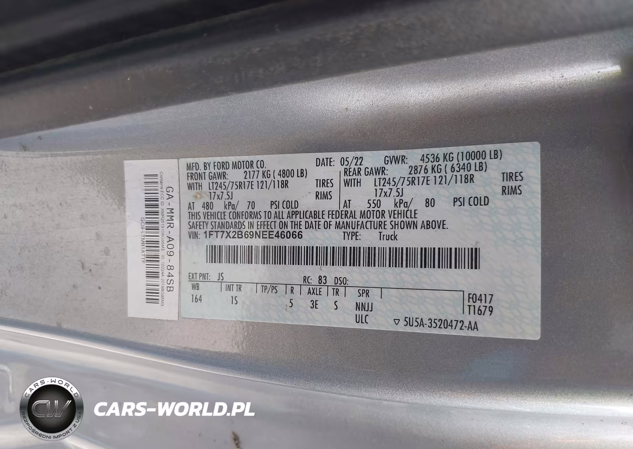 2022 Ford F-250 Xl VIN:1FT7X2B69NEE46066 - 9