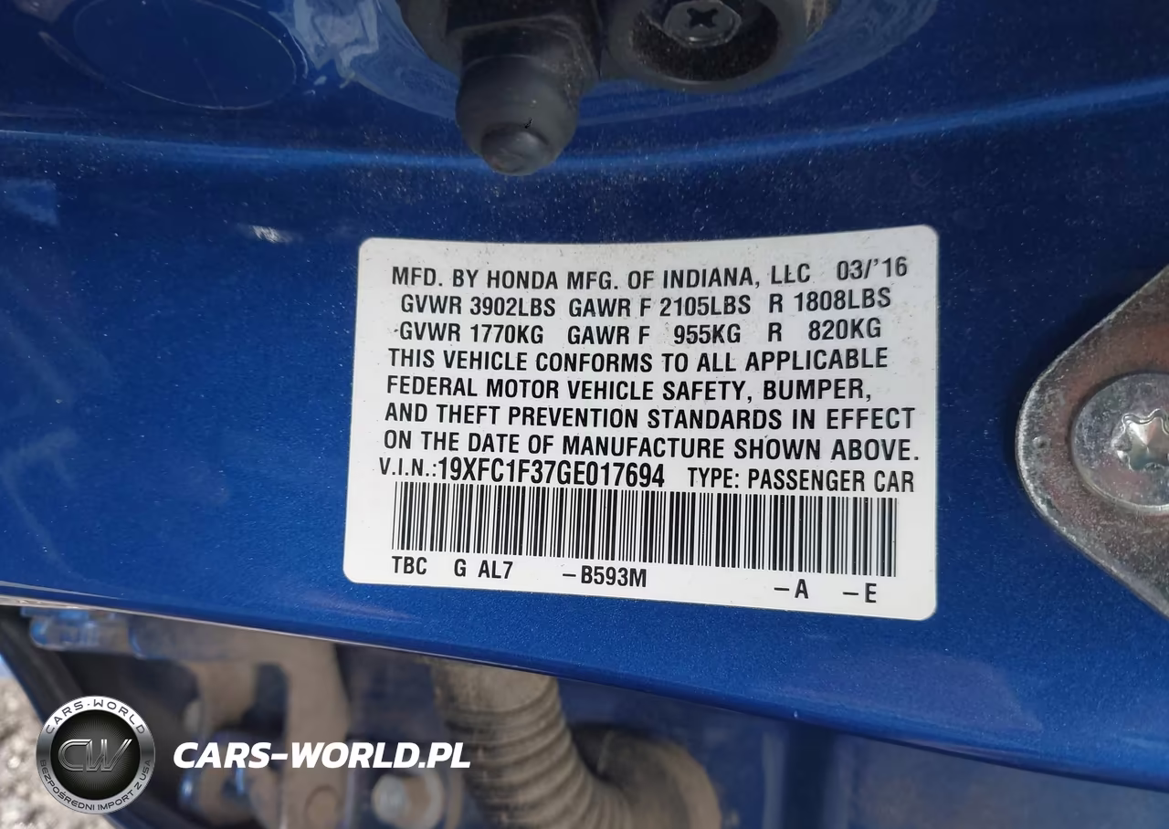 2016 Honda Civic Ex-T VIN:19XFC1F37GE017694 - 9