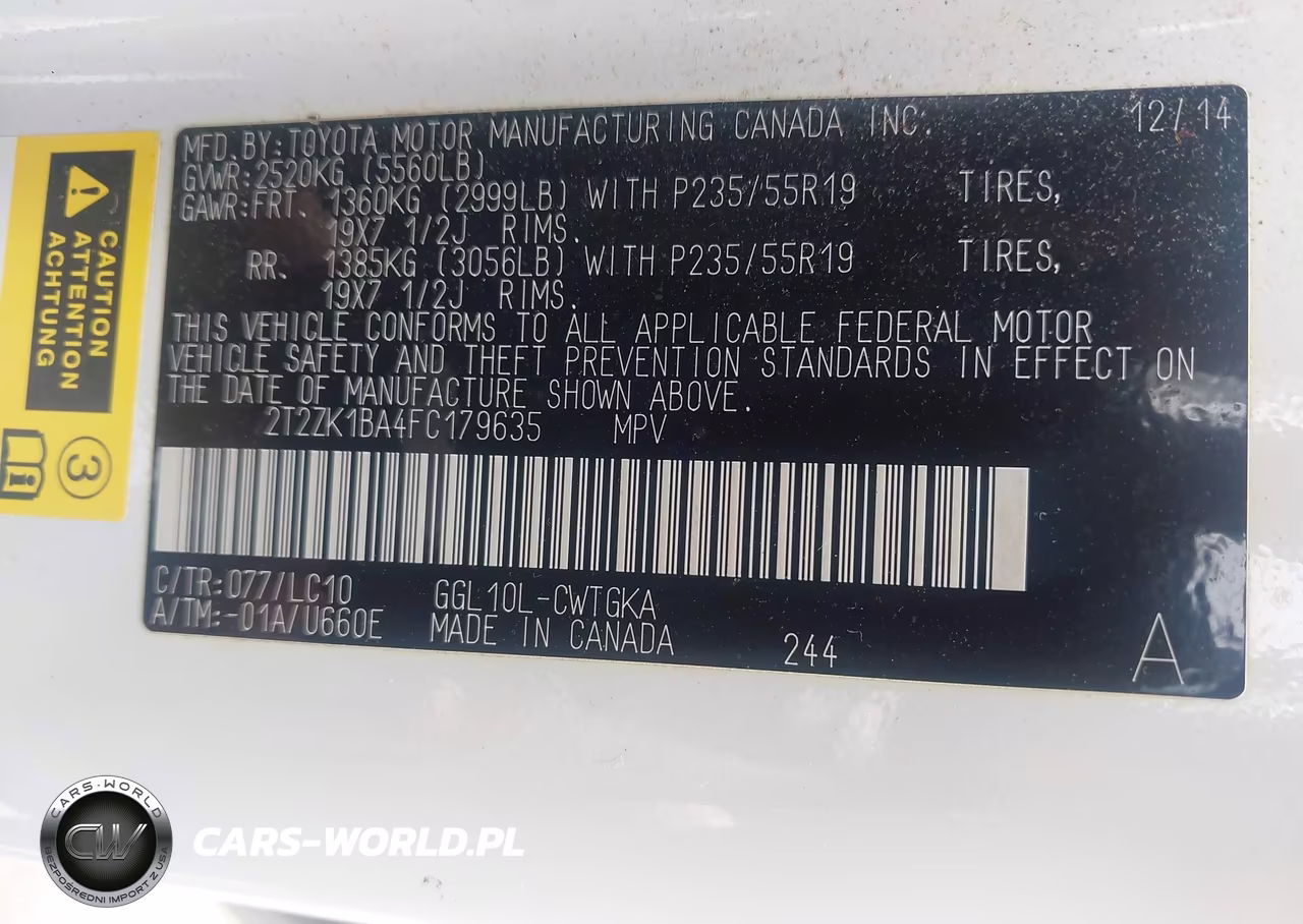2015 Lexus Rx 350 VIN:2T2ZK1BA4FC179635 - 9