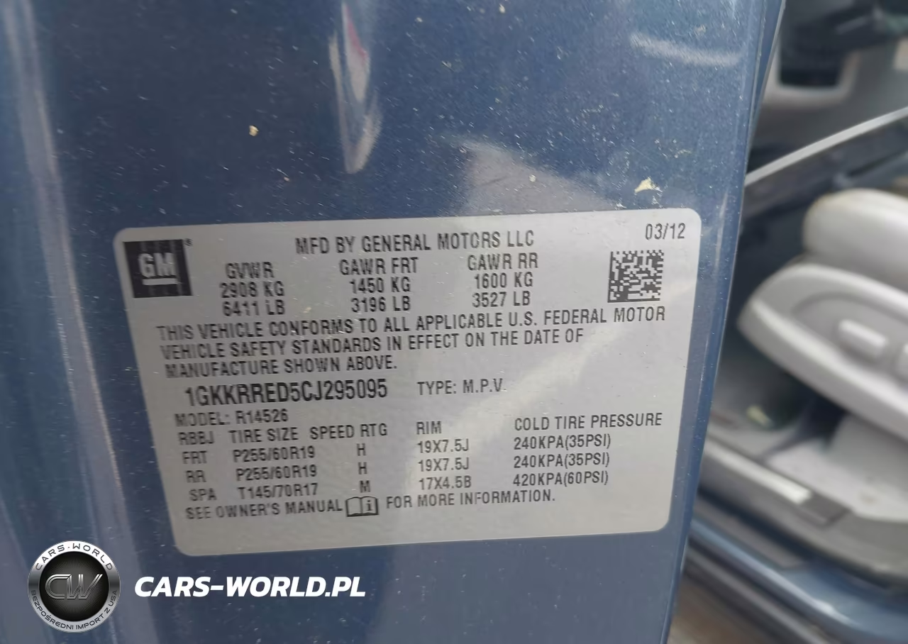 2012 GMC Acadia Slt-1 VIN:1GKKRRED5CJ295095 - 9