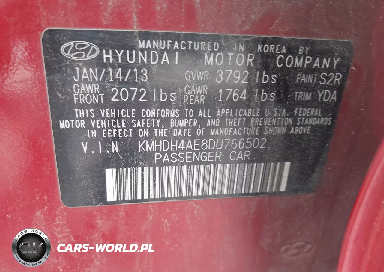 2013 Hyundai Elantra Gls VIN:KMHDH4AE8DU766502 - 9