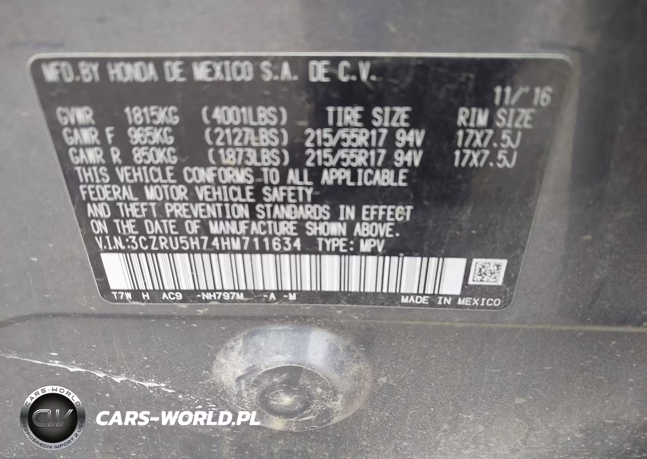 2017 Honda Hr-V Ex-L VIN:3CZRU5H74HM711634 - 9