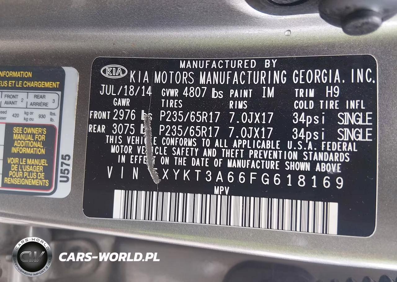 2015 Kia Sorento Lx VIN:5XYKT3A66FG618169 - 9