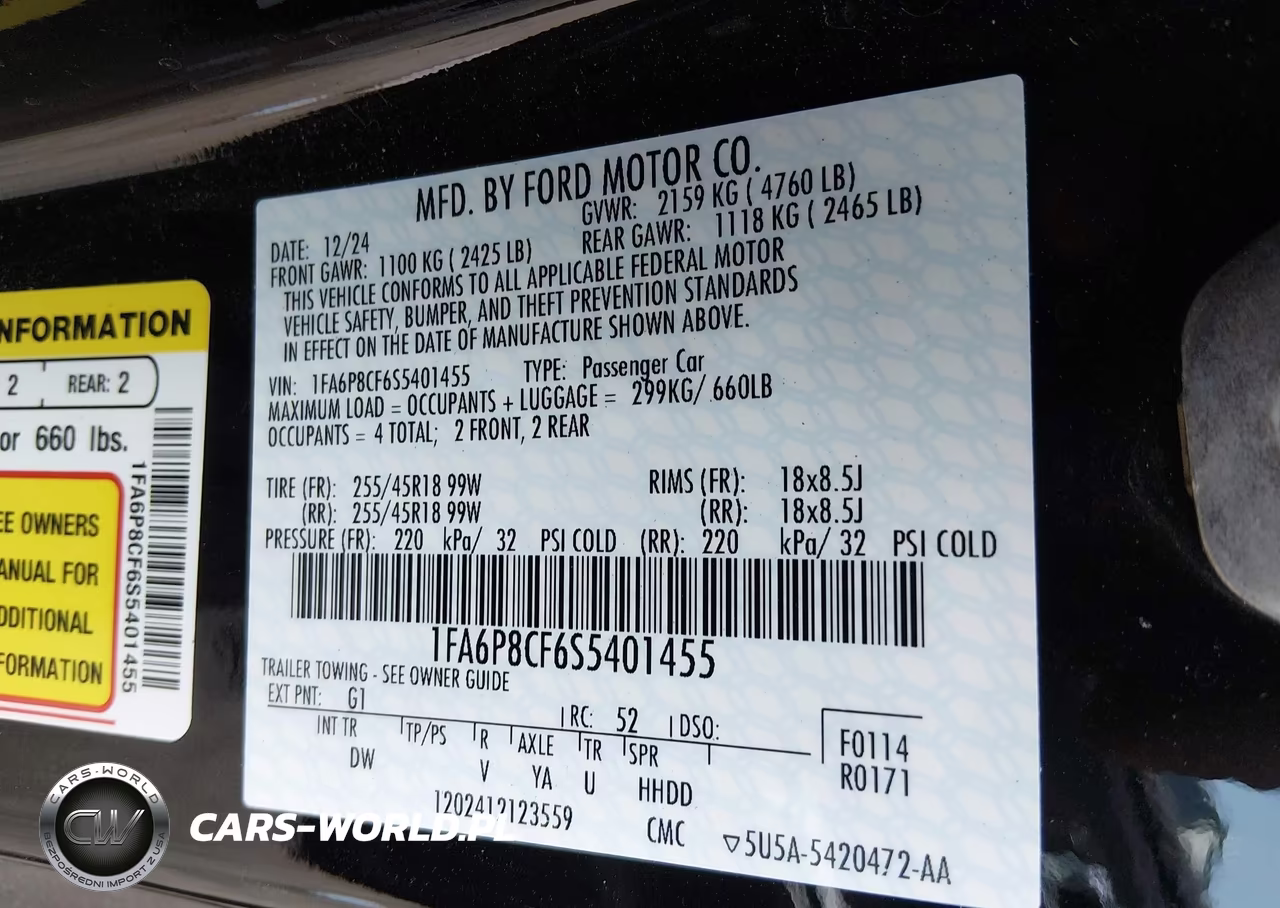 2025 Ford Mustang Gt Fastback VIN:1FA6P8CF6S5401455 - 9