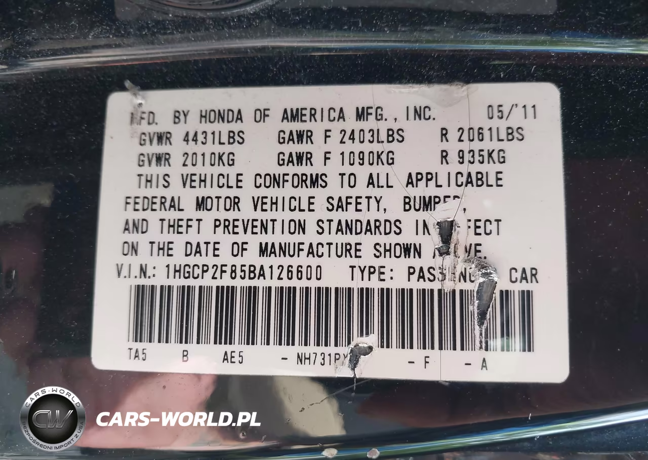 2011 Honda Accord 2.4 Ex-L VIN:1HGCP2F85BA126600 - 9