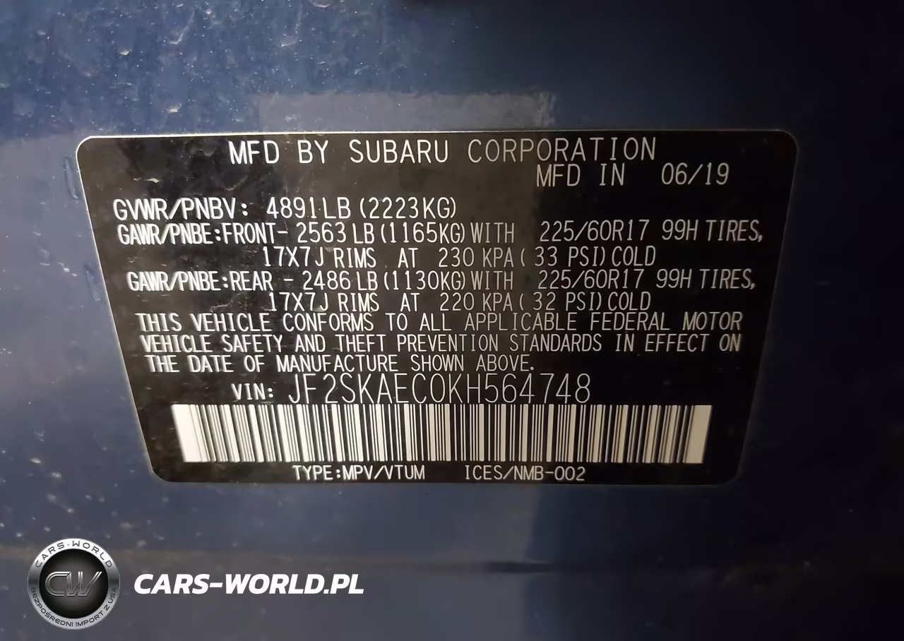 2019 Subaru Forester Premium VIN:JF2SKAEC0KH564748 - 9