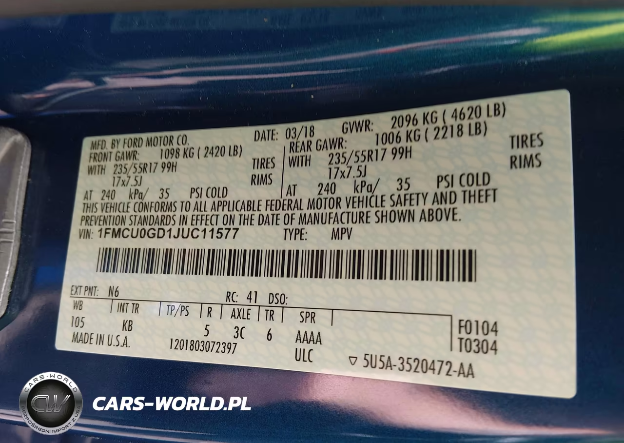 2018 Ford Escape Se VIN:1FMCU0GD1JUC11577 - 9