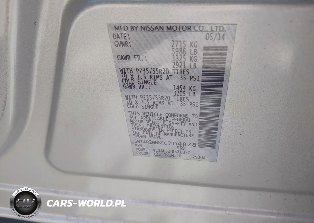 2014 Nissan Pathfinder Platinum VIN:5N1AR2MN8EC704878 - 9