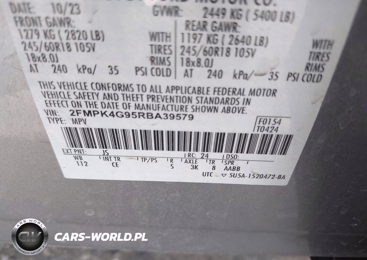 2024 Ford Edge Se VIN:2FMPK4G95RBA39579 - 9