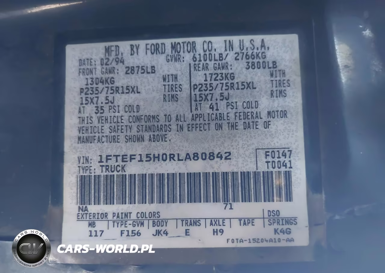 1994 Ford F150 VIN:1FTEF15H0RLA80842 - 9