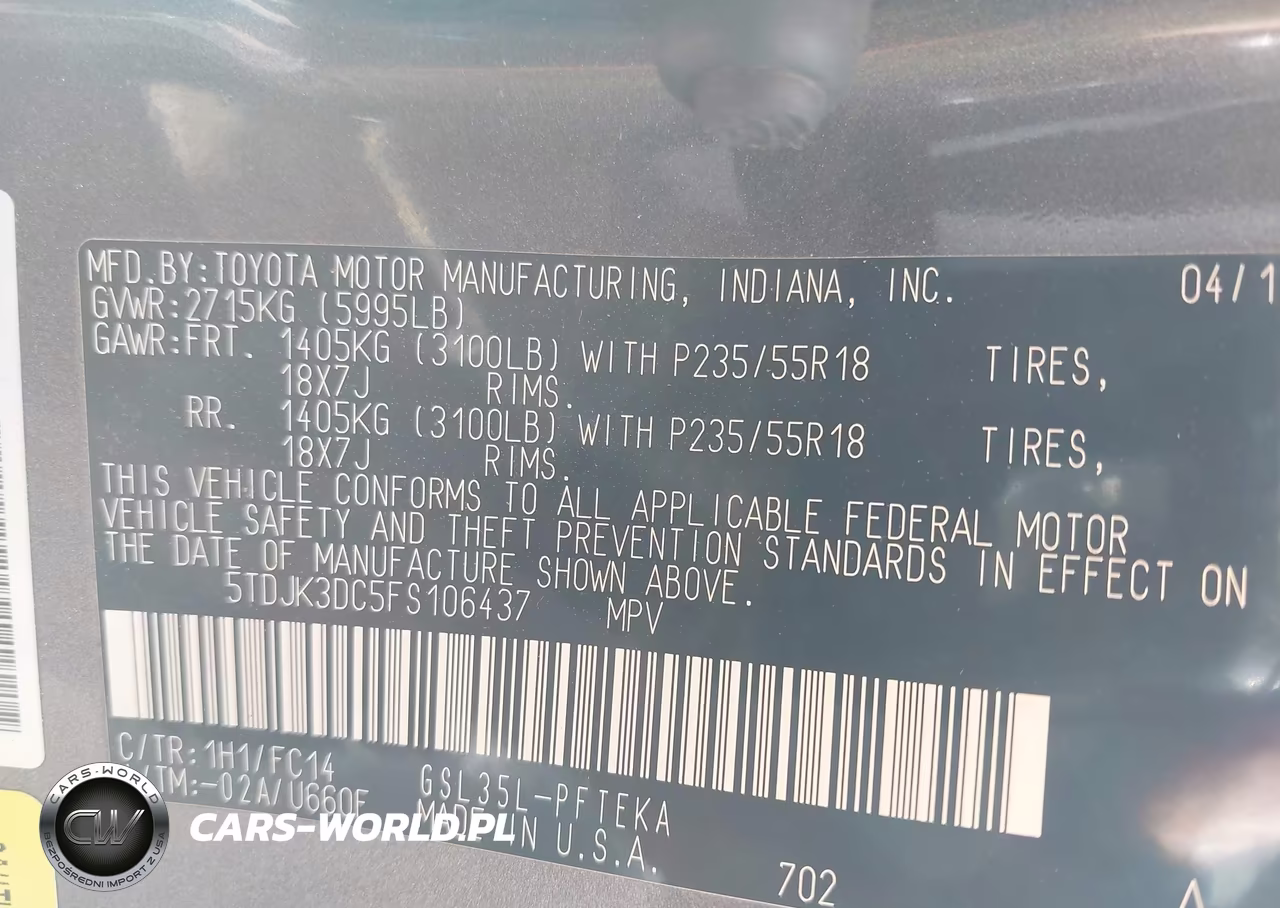 2015 Toyota Sienna Le 7 Passenger VIN:5TDJK3DC5FS106437 - 9