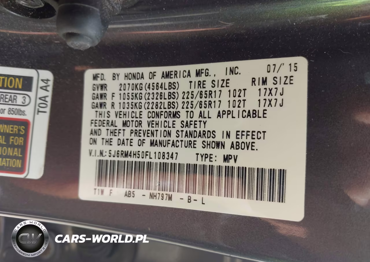 2015 Honda Cr-V Ex VIN:5J6RM4H50FL108347 - 9