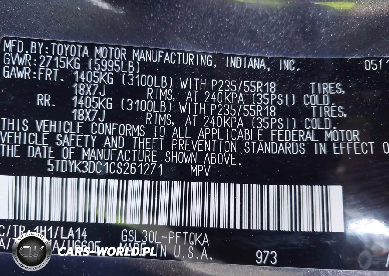 2012 Toyota Sienna Xle-Limited VIN:5TDYK3DC1CS261271 - 9