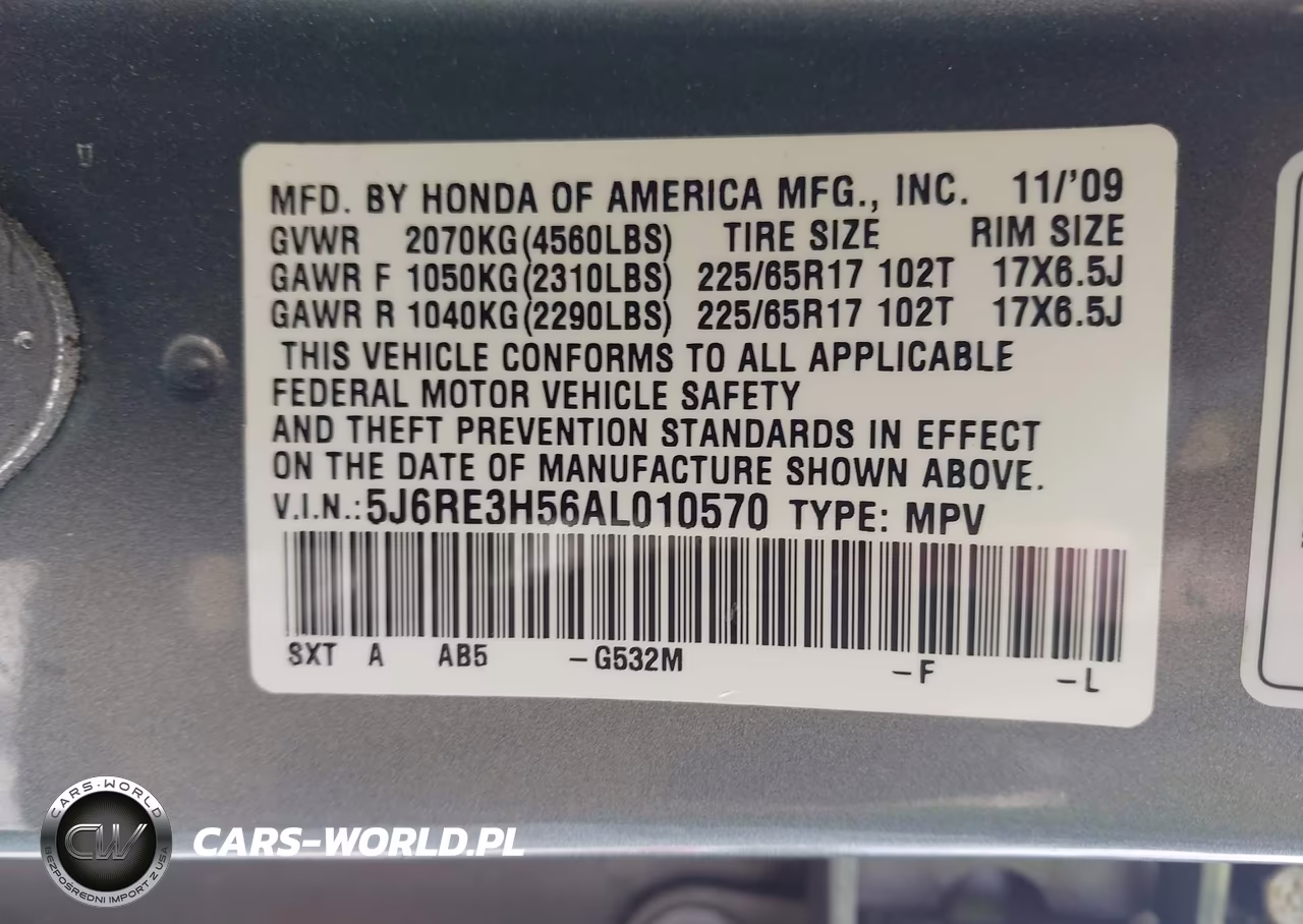 2010 Honda Cr-V Ex VIN:5J6RE3H56AL010570 - 9
