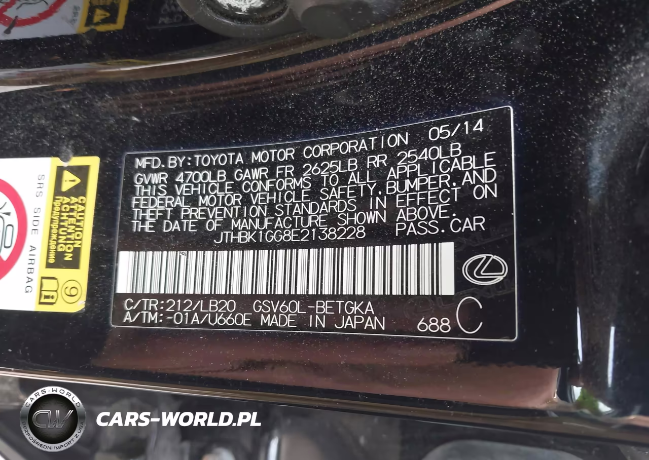 2014 Lexus Es 350 VIN:JTHBK1GG8E2138228 - 9