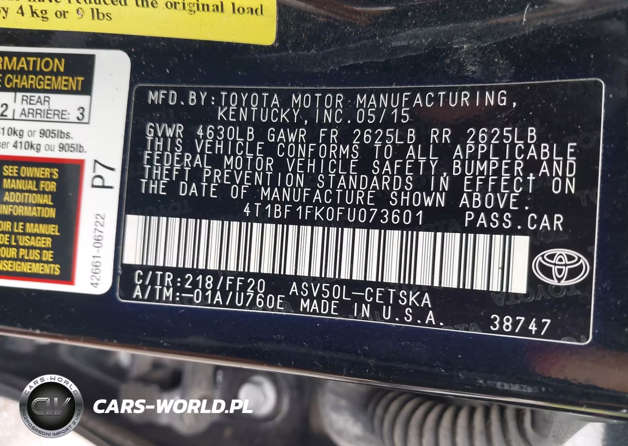 2015 Toyota Camry Se VIN:4T1BF1FK0FU073601 - 9