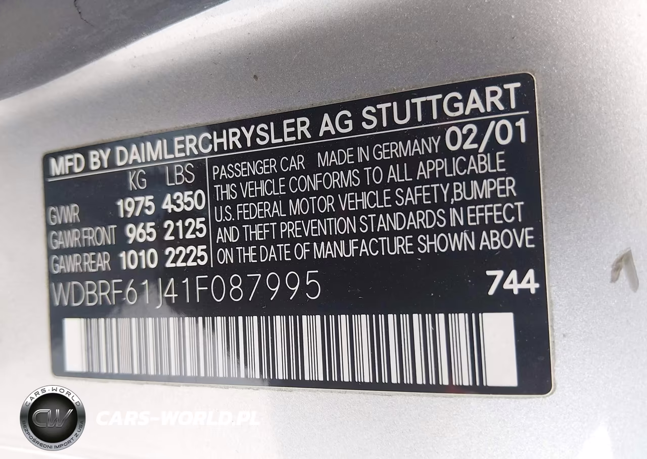 2001 Mercedes-Benz C 240 VIN:WDBRF61J41F087995 - 9