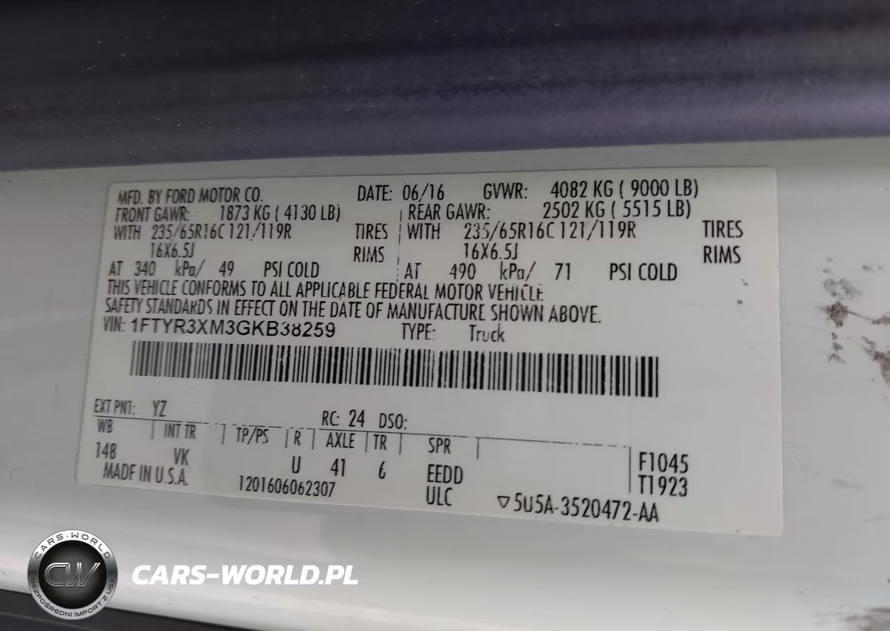 2016 Ford Transit-250 VIN:1FTYR3XM3GKB38259 - 9