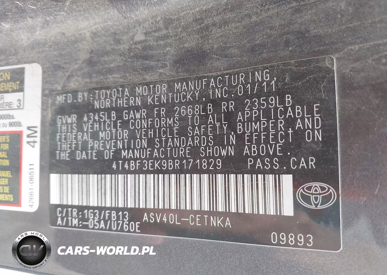 2011 Toyota Camry Le VIN:4T4BF3EK9BR171829 - 9