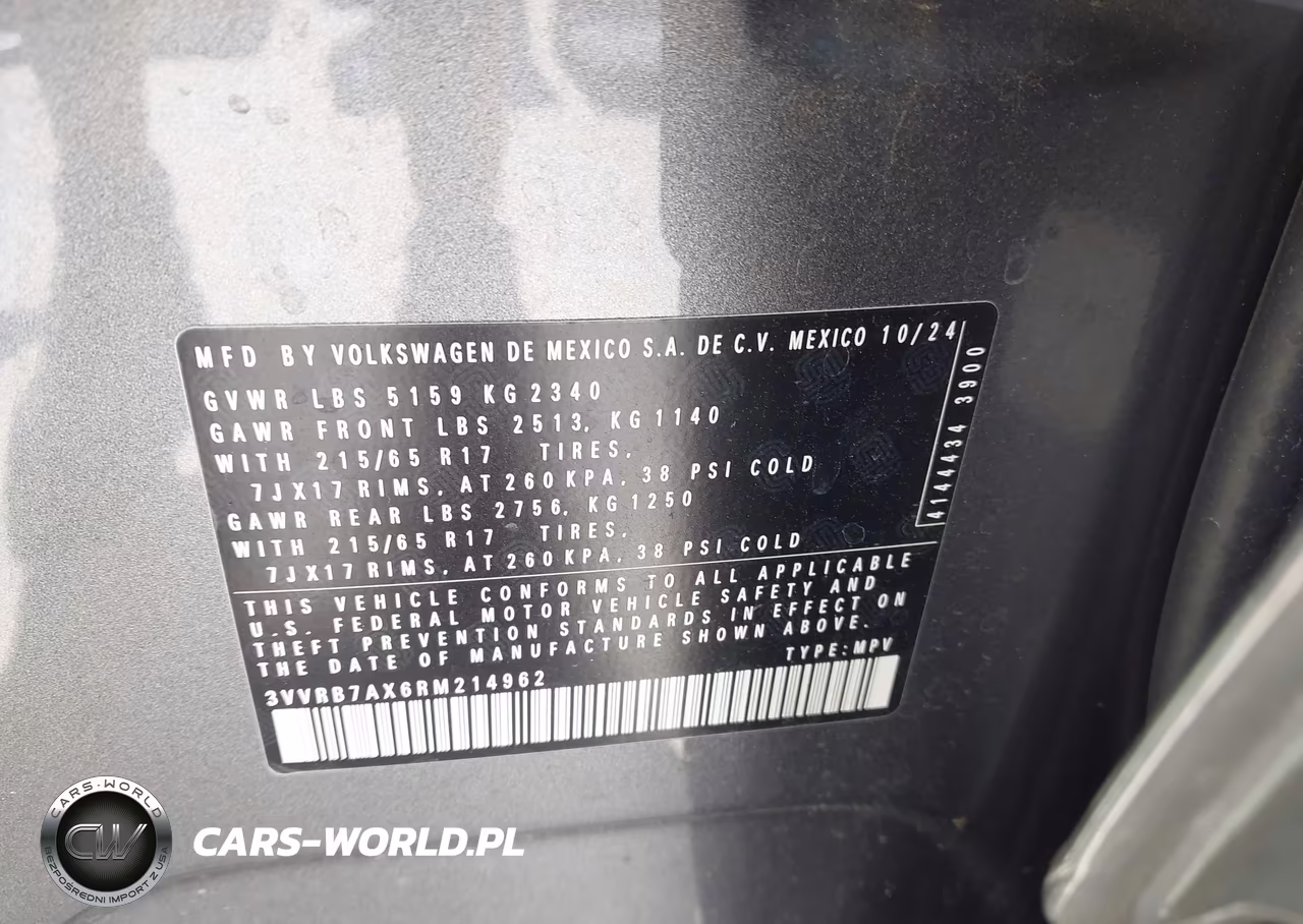 2024 Volkswagen Tiguan 2.0T S VIN:3VVRB7AX6RM214962 - 9
