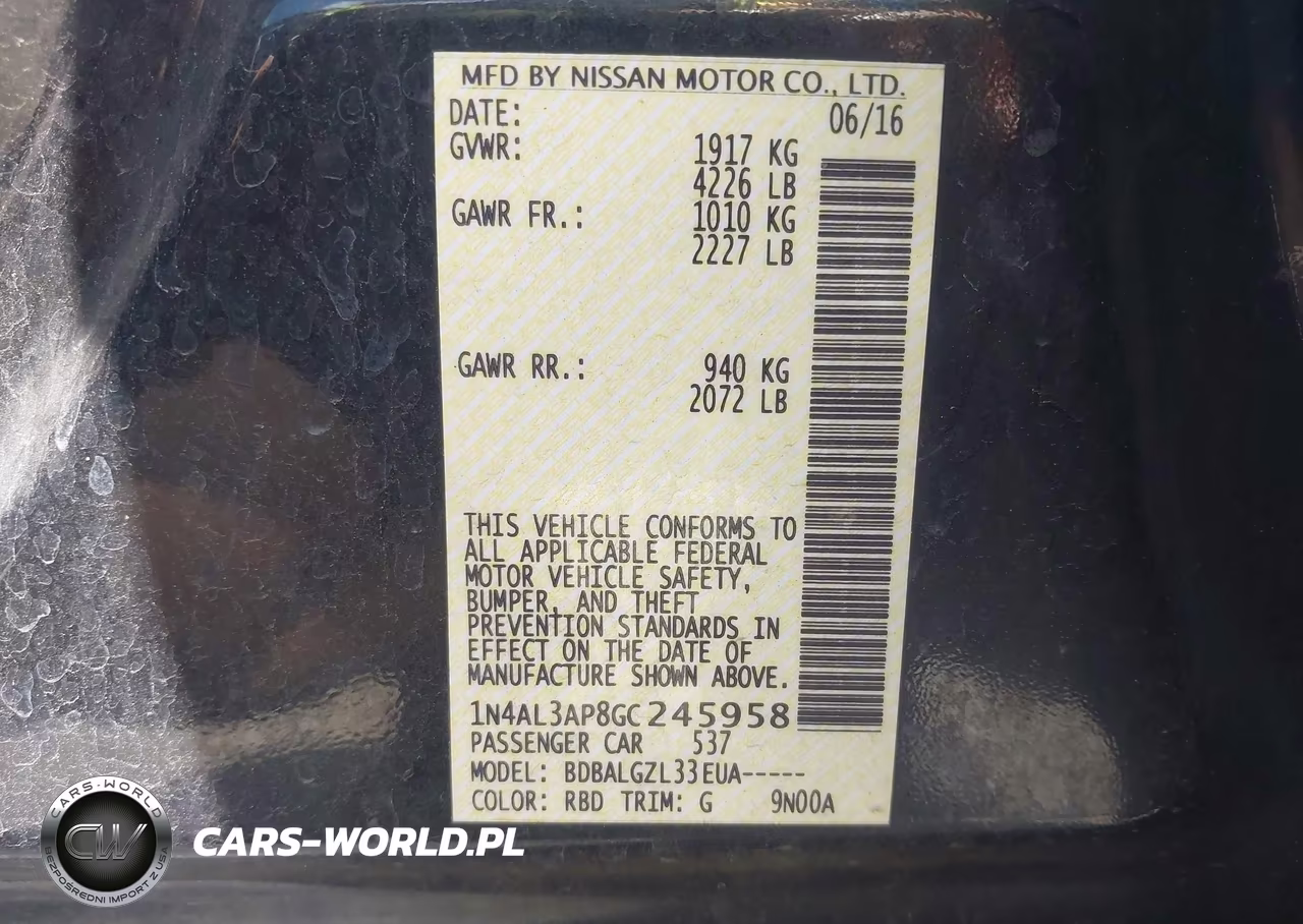 2016 Nissan Altima 2.5-2.5 S-2.5 Sl-2.5 Sr-2.5 Sv VIN:1N4AL3AP8GC245958 - 9