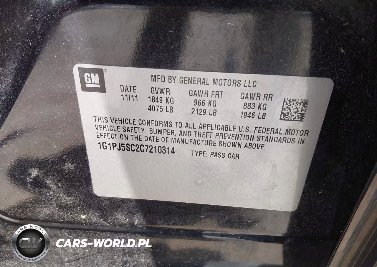 2012 Chevrolet Cruze Eco VIN:1G1PJ5SC2C7210314 - 9