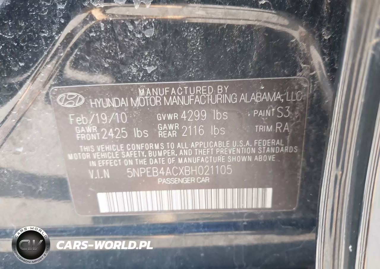 2011 Hyundai Sonata Gls VIN:5NPEB4ACXBH021105 - 9