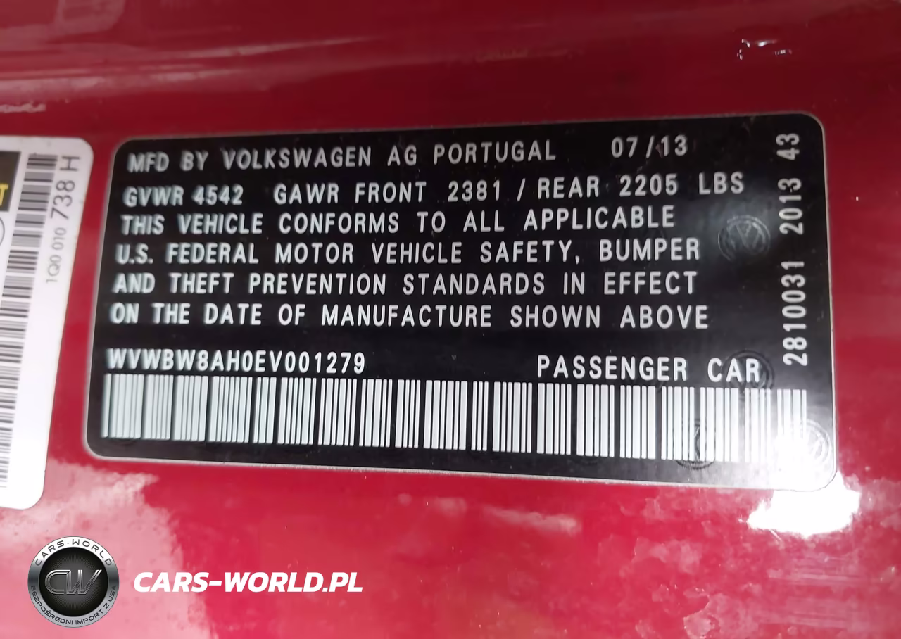 2014 Volkswagen Eos Komfort VIN:WVWBW8AH0EV001279 - 9