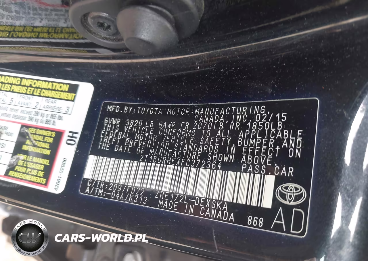 2015 Toyota Corolla S Plus VIN:2T1BURHEXFC372364 - 9