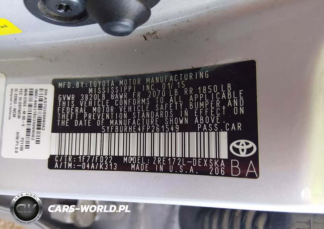 2015 Toyota Corolla S Plus VIN:5YFBURHE4FP261549 - 9