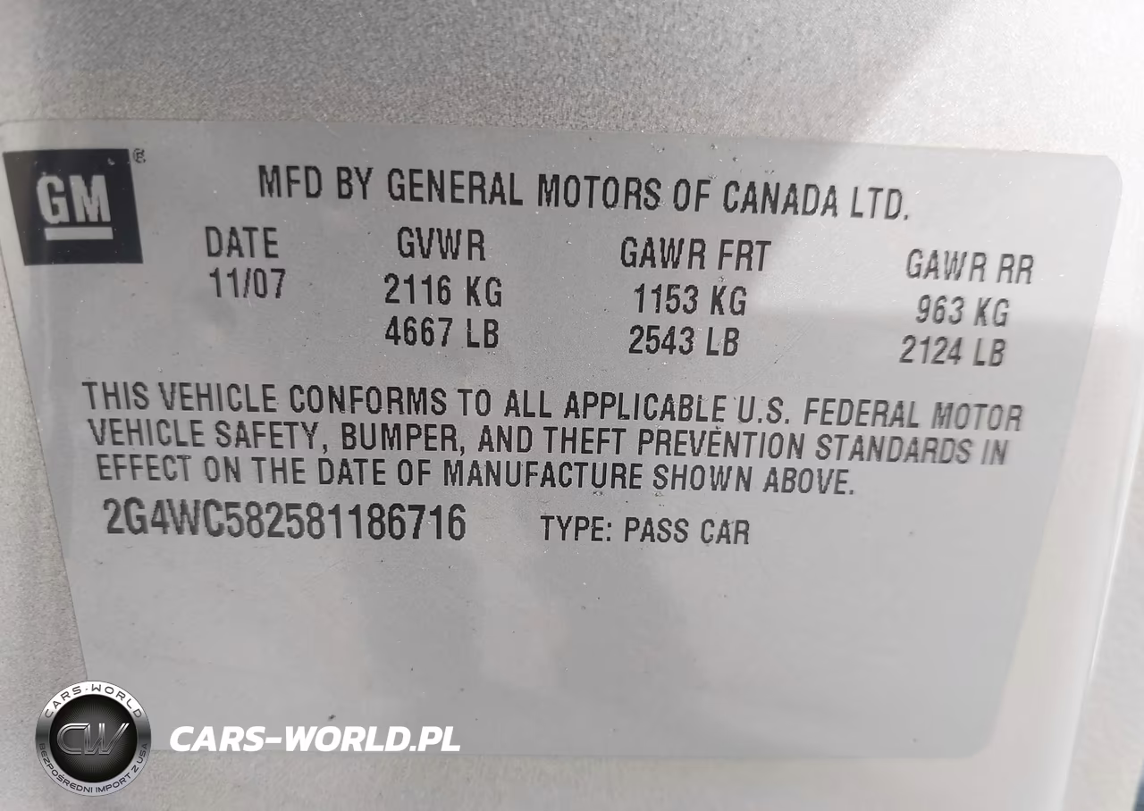 2008 Buick Lacrosse Cx VIN:2G4WC582581186716 - 9