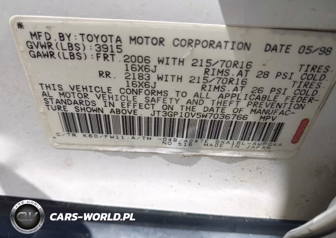 1998 Toyota Rav4 VIN:JT3GP10V5W7036766 - 9