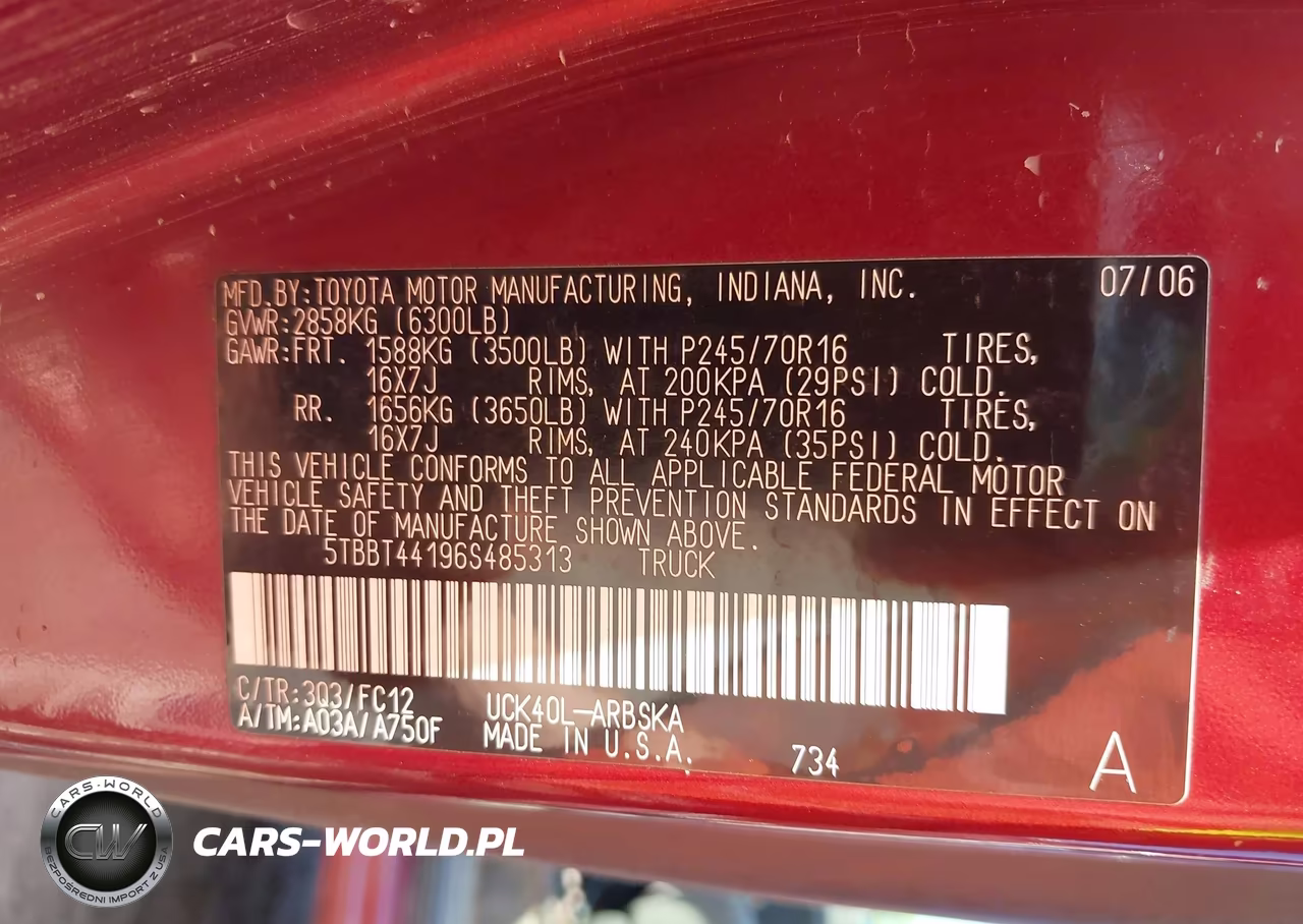 2006 Toyota Tundra Sr5 V8 VIN:5TBBT44196S485313 - 9