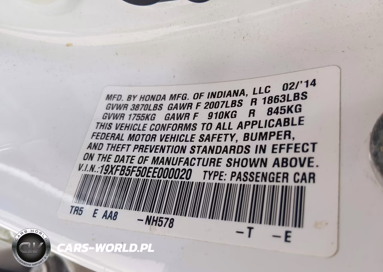2014 Honda Civic Natural Gas VIN:19XFB5F50EE000020 - 9