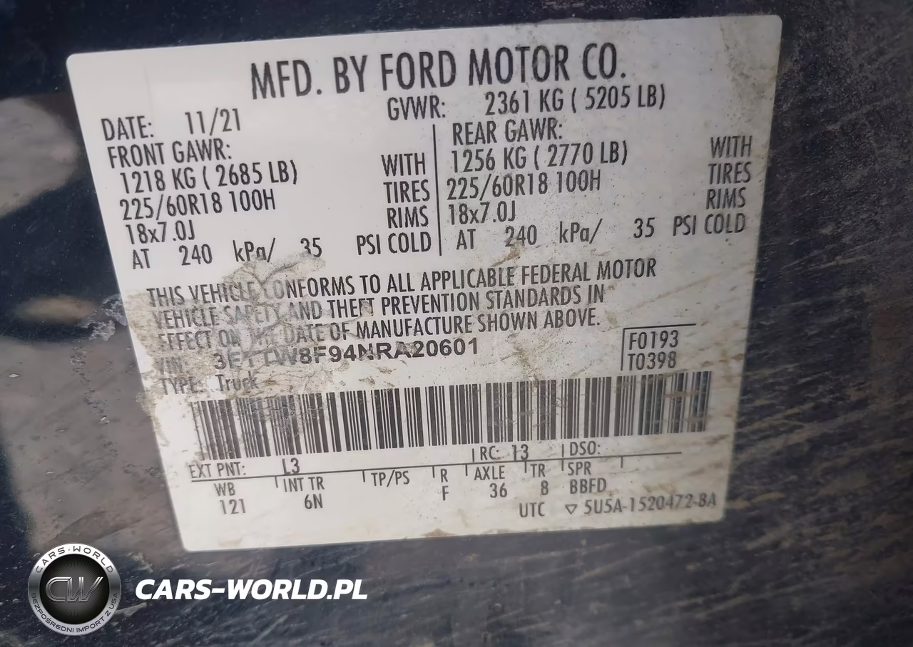 2022 Ford Maverick Lariat VIN:3FTTW8F94NRA20601 - 9
