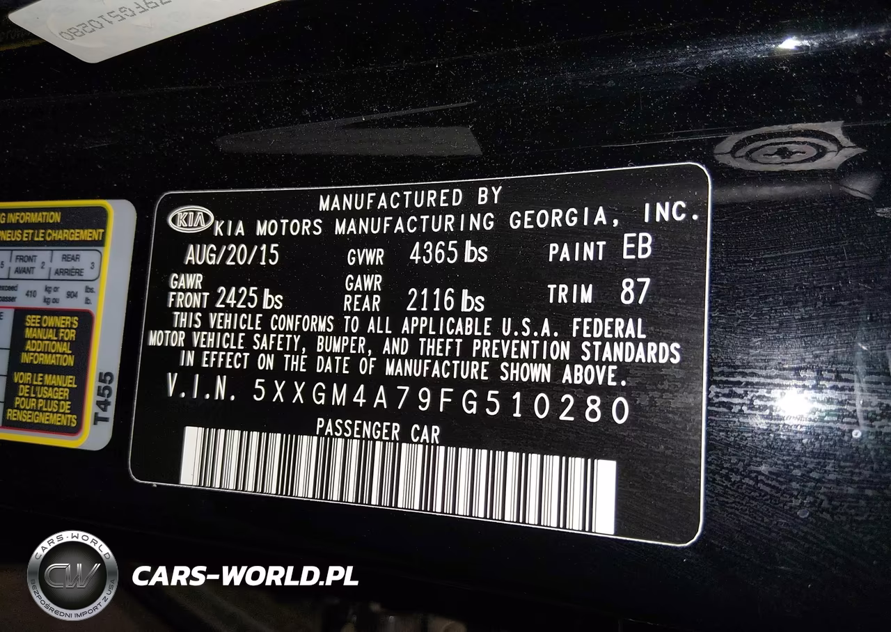 2015 Kia Optima Lx VIN:5XXGM4A79FG510280 - 9