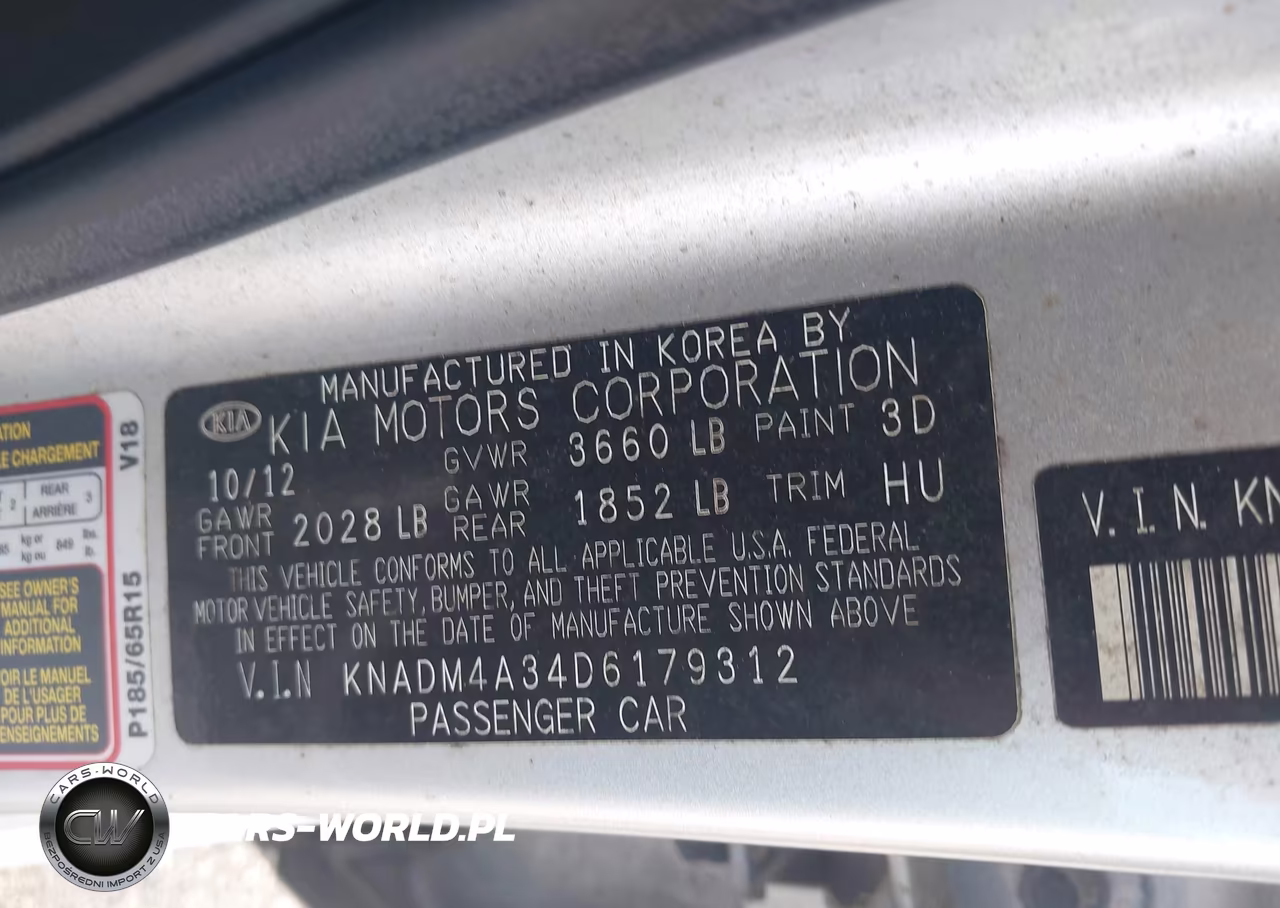 2013 Kia Rio Lx VIN:KNADM4A34D6179312 - 9