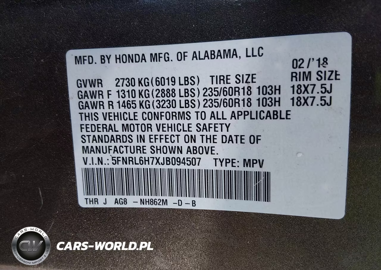 2018 Honda Odyssey Ex-L VIN:5FNRL6H7XJB094507 - 9