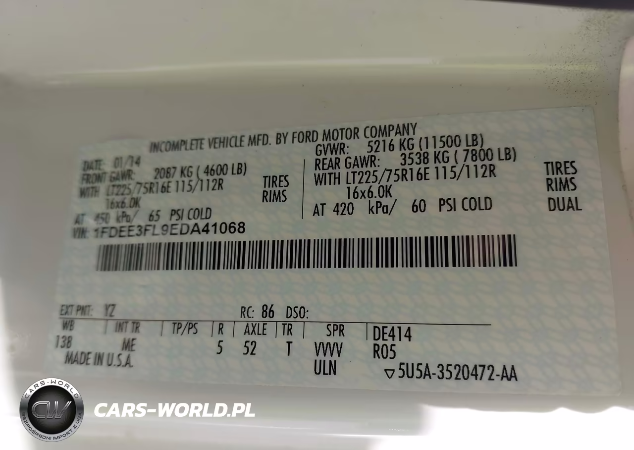 2014 Ford E-350 Cutaway VIN:1FDEE3FL9EDA41068 - 8