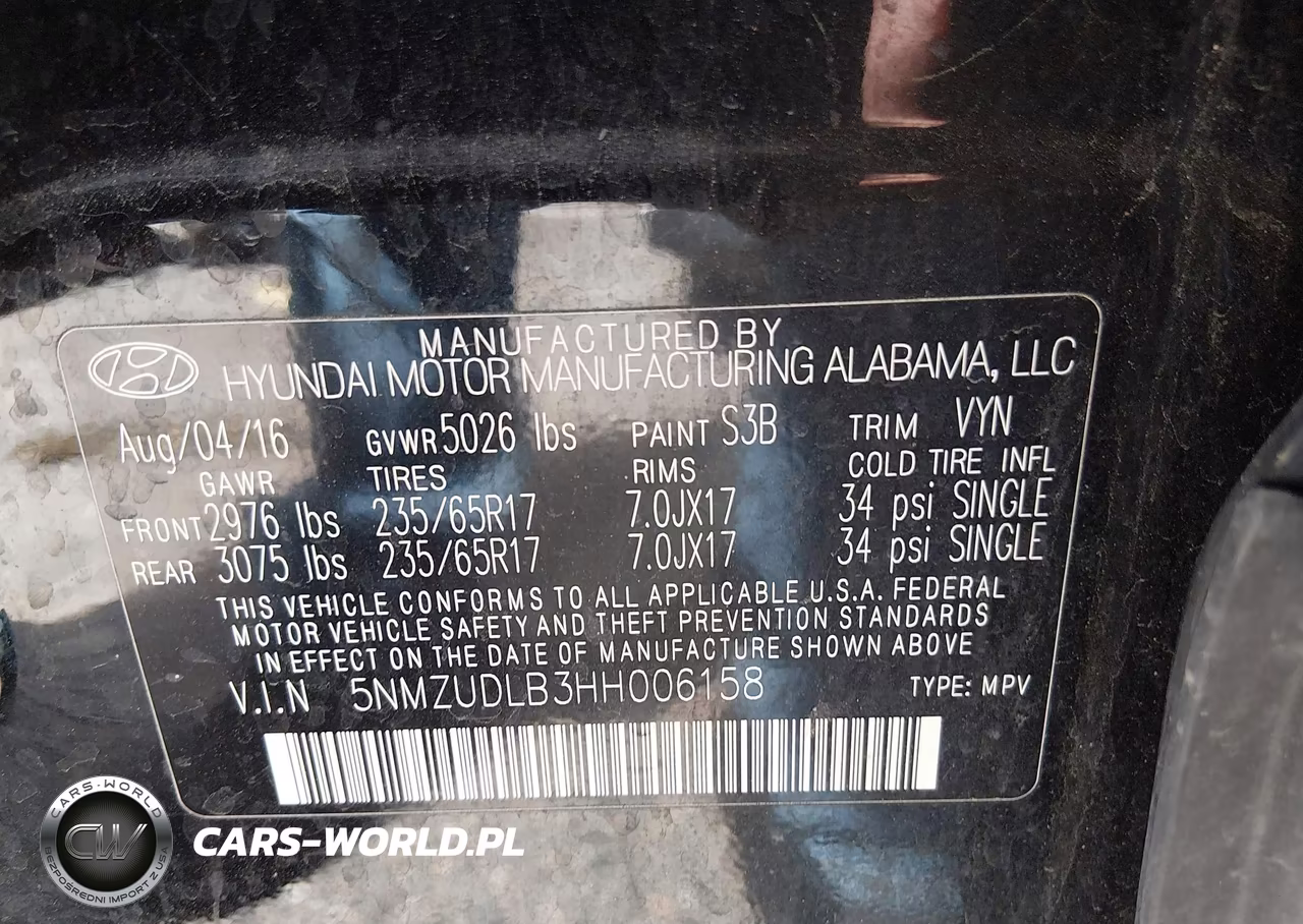 2017 Hyundai Santa Fe Sport 2.4L VIN:5NMZUDLB3HH006158 - 9
