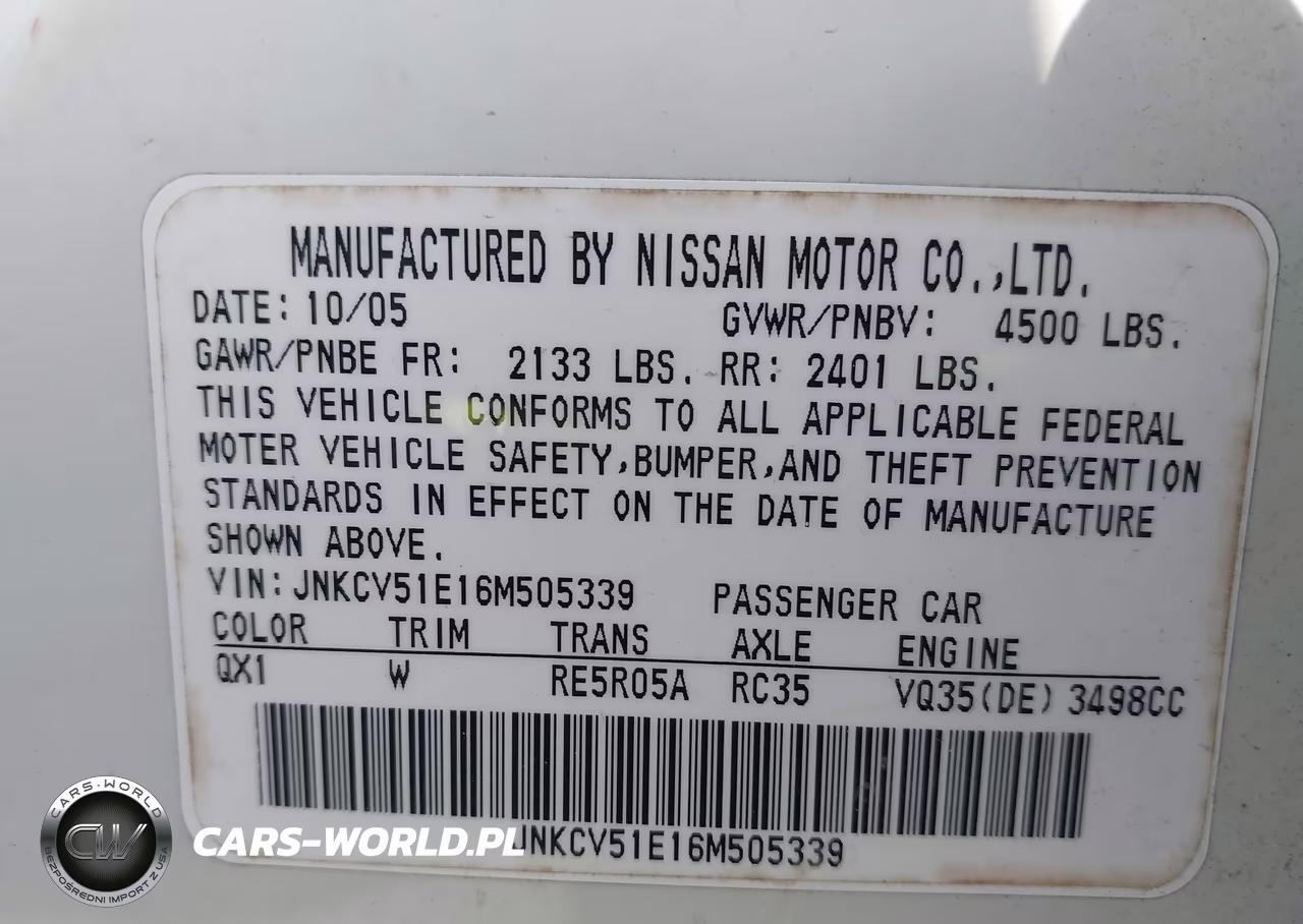 2006 Infiniti G35 VIN:JNKCV51E16M505339 - 9