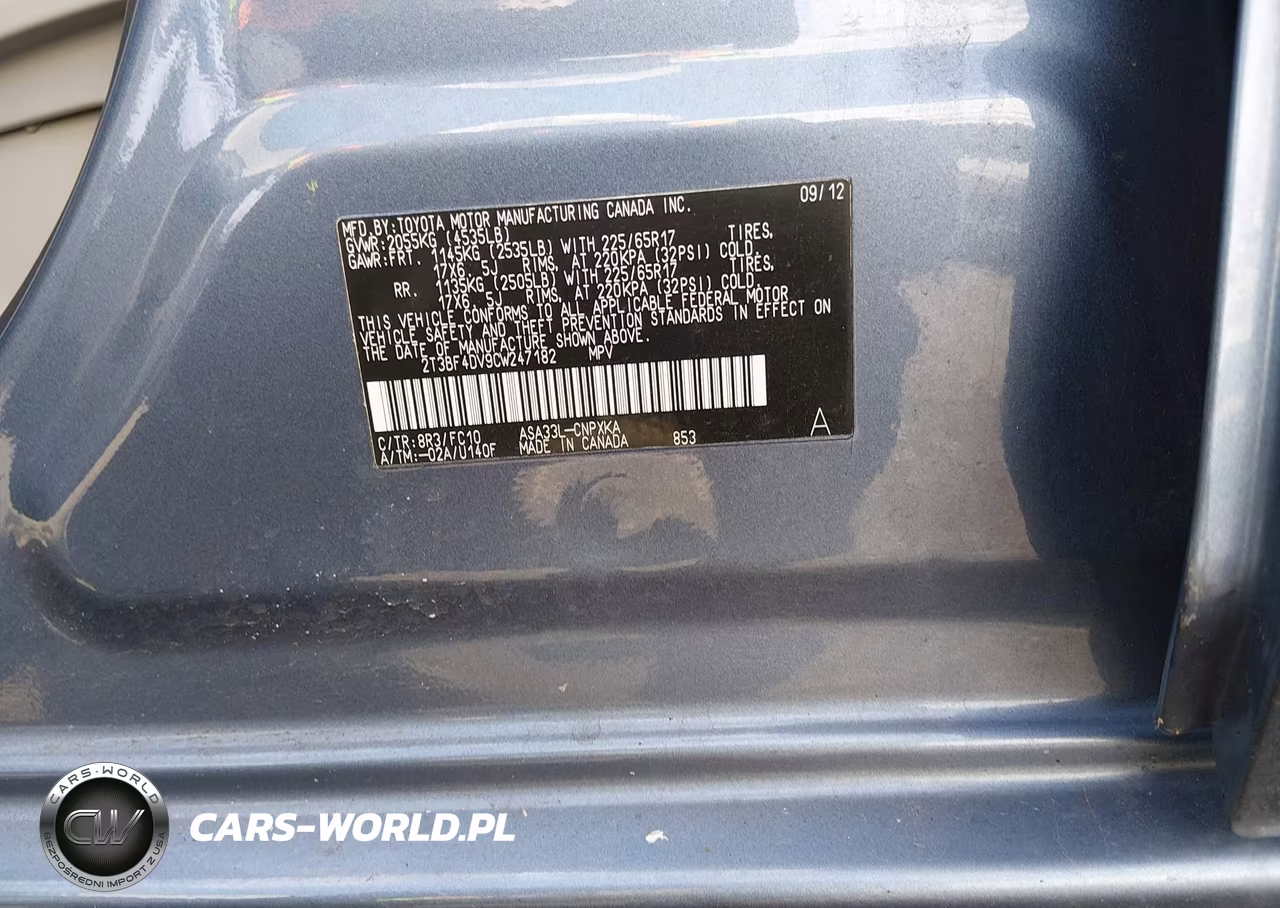 2012 Toyota Rav4 VIN:2T3BF4DV9CW247182 - 9