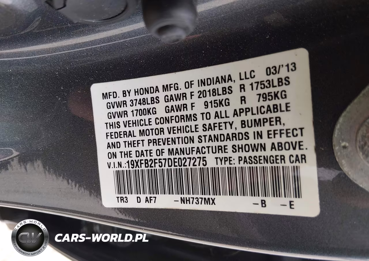 2013 Honda Civic Lx VIN:19XFB2F57DE027275 - 9