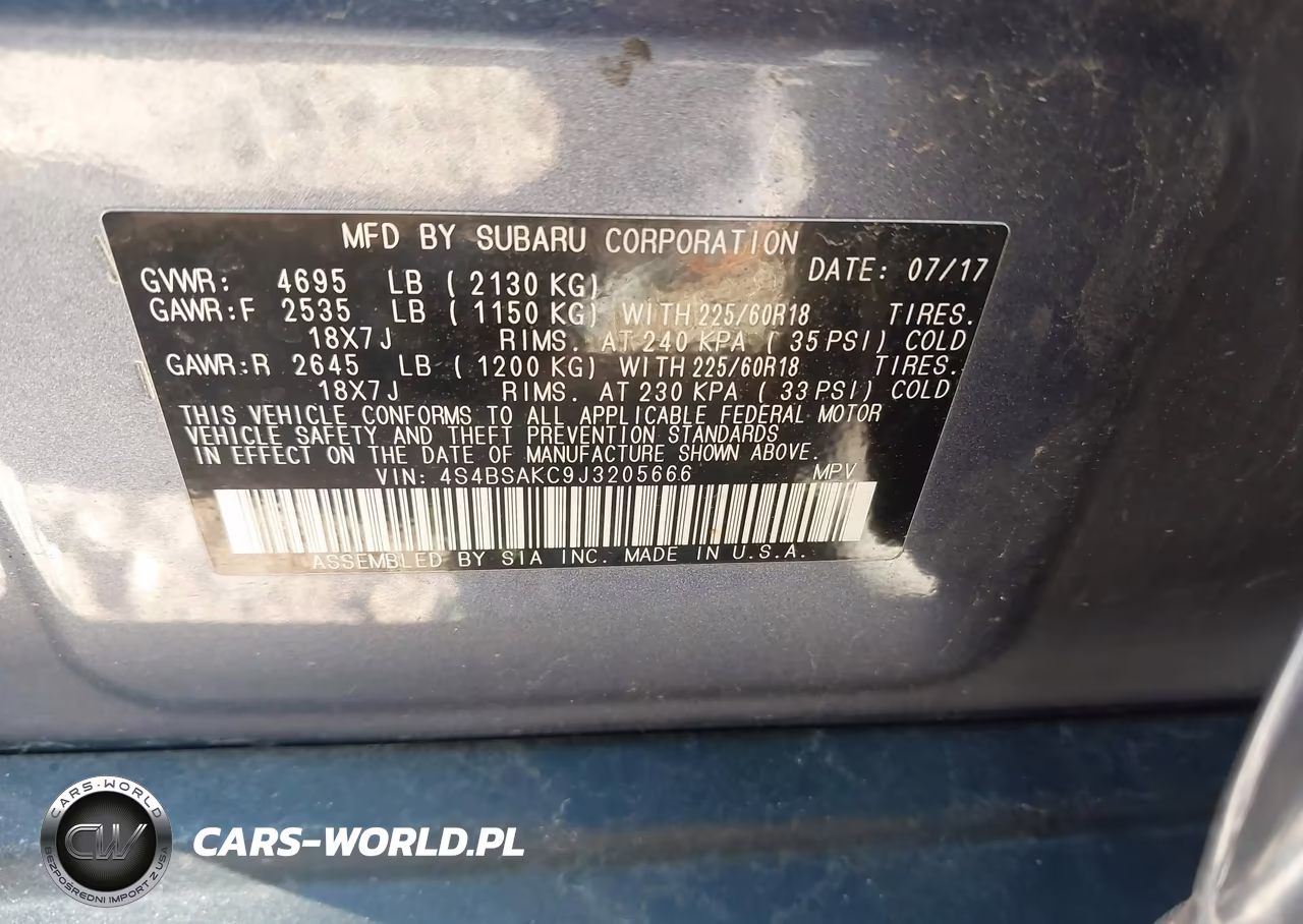 2018 Subaru Outback 2.5I Limited VIN:4S4BSAKC9J3205666 - 9