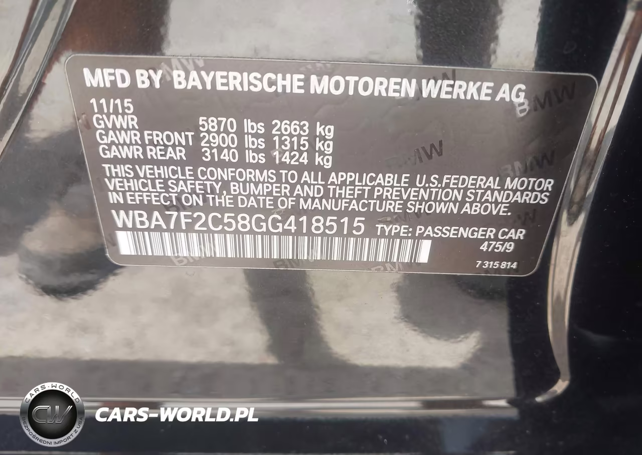 2016 BMW 750I xDrive VIN:WBA7F2C58GG418515 - 9