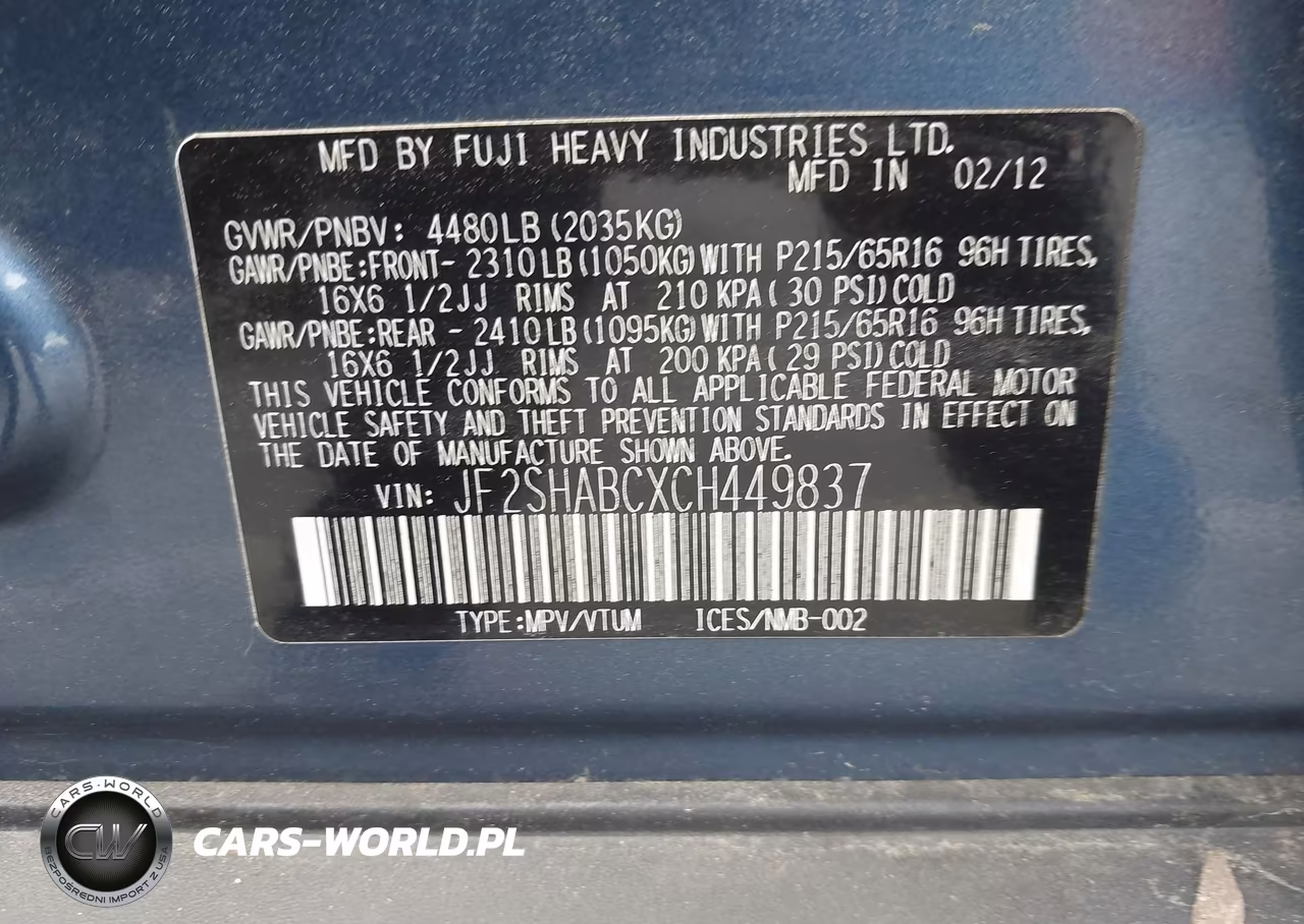 2012 Subaru Forester 2.5X VIN:JF2SHABCXCH449837 - 9