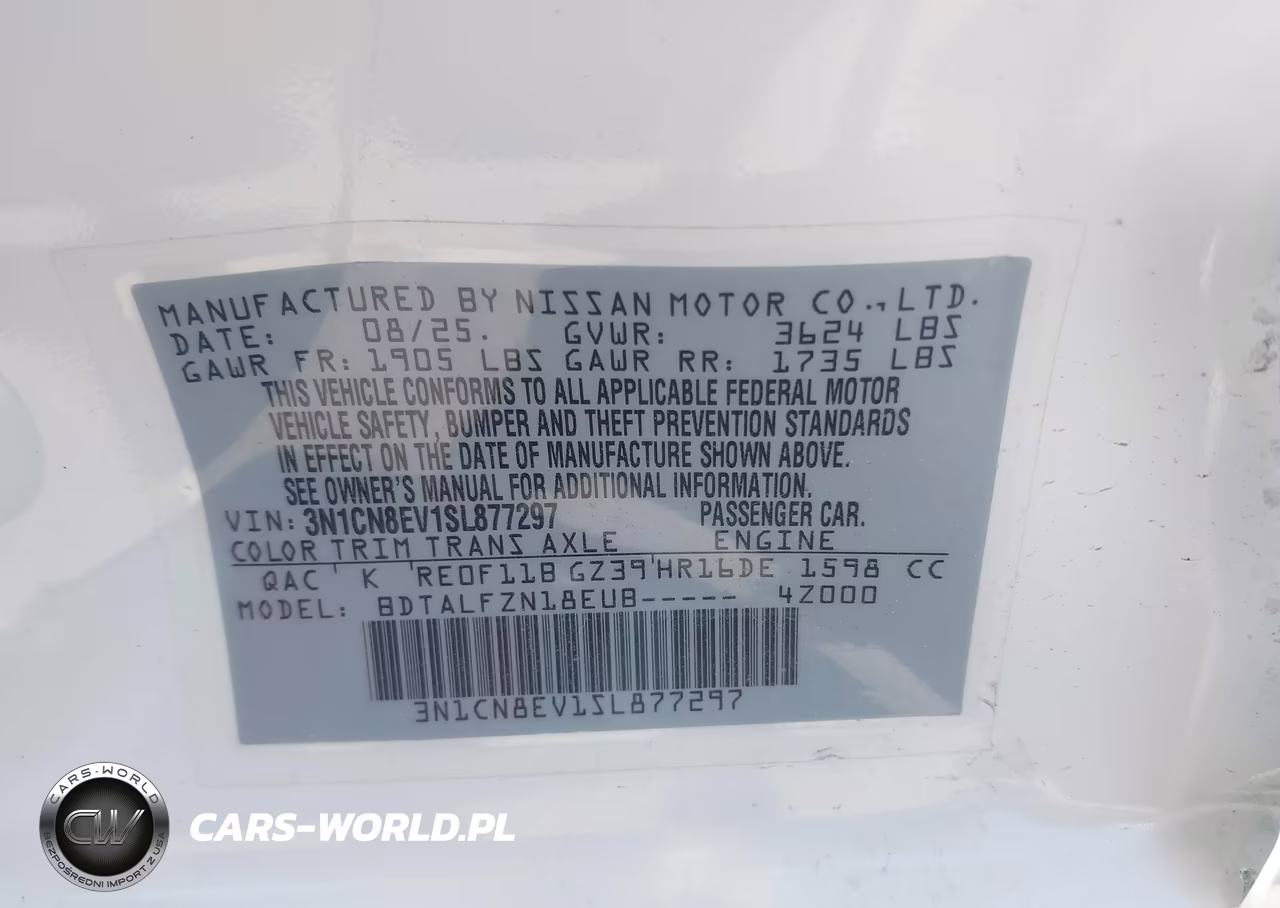 2025 Nissan Versa 1.6 Sv VIN:3N1CN8EV1SL877297 - 9